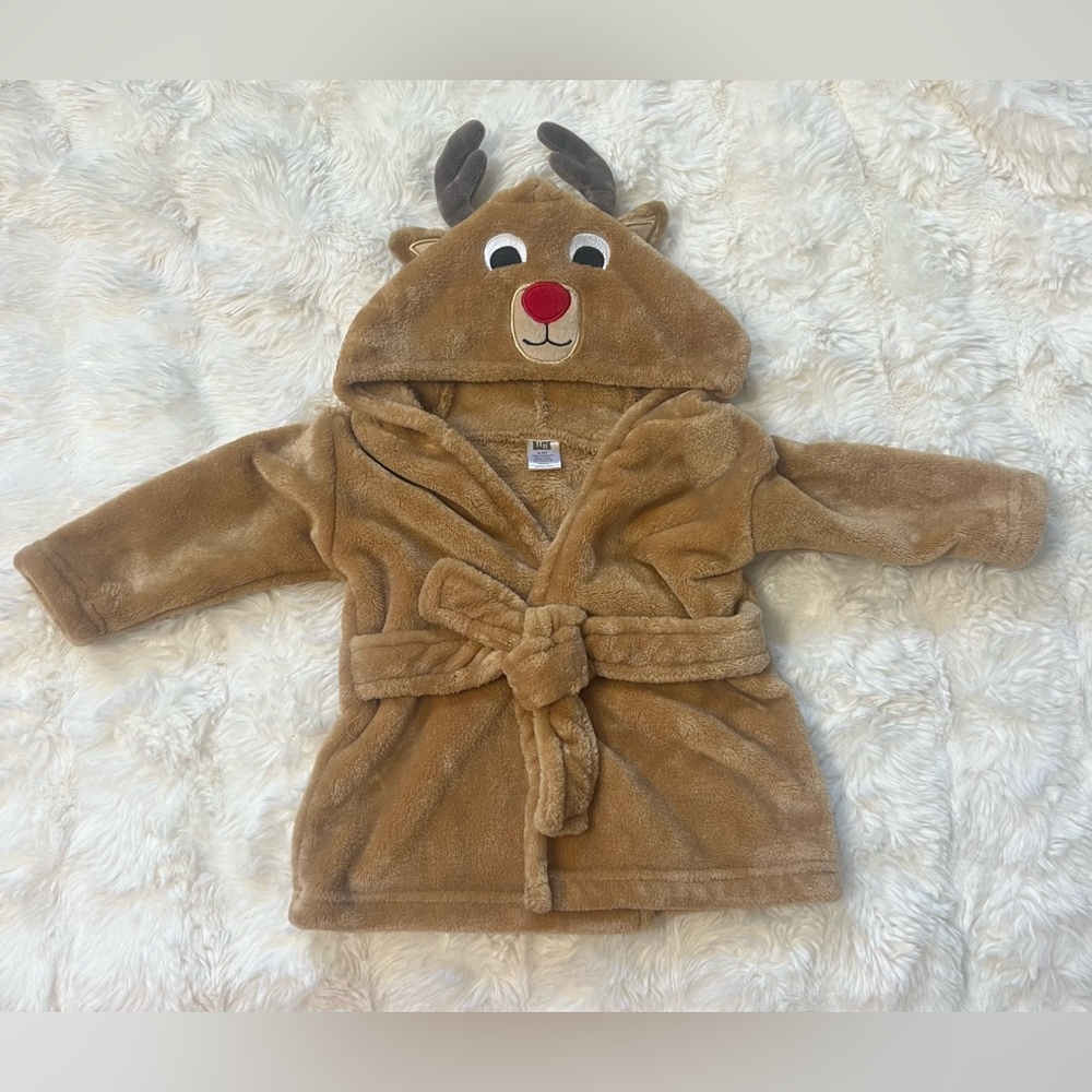 HB Adorable Hooded Reindeer Robe for Baby 0-9 Mos
